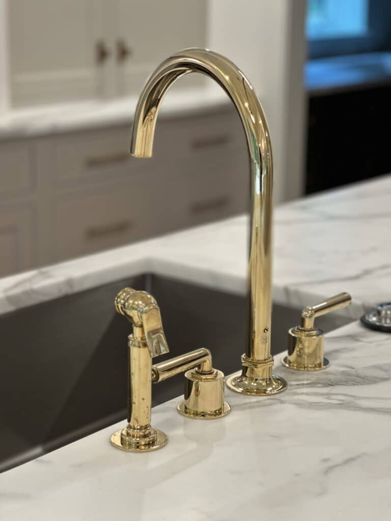 gold sink in kitchen