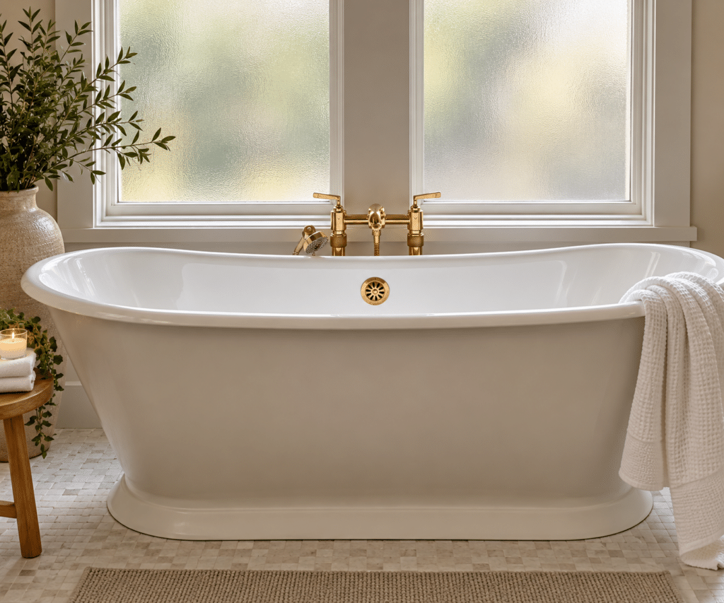 modern white and gold bathtub